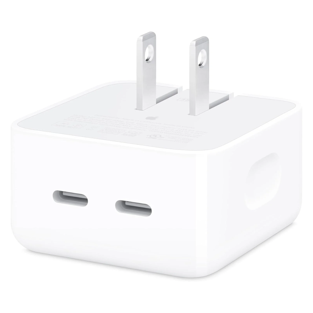 Apple 35W Dual USB-C Port Compact Power Adapter: Fast and Convenient Charging, Type C Wall Charger