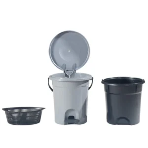 Dust Bin, Plastic Round, Center Pedal with Bucket & Basket, 16 Litre